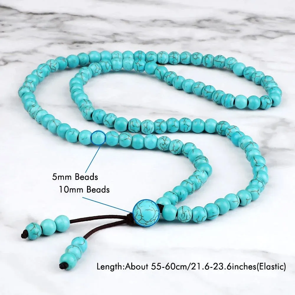 Turquoise Tranquility 108 Mala Beads Necklace