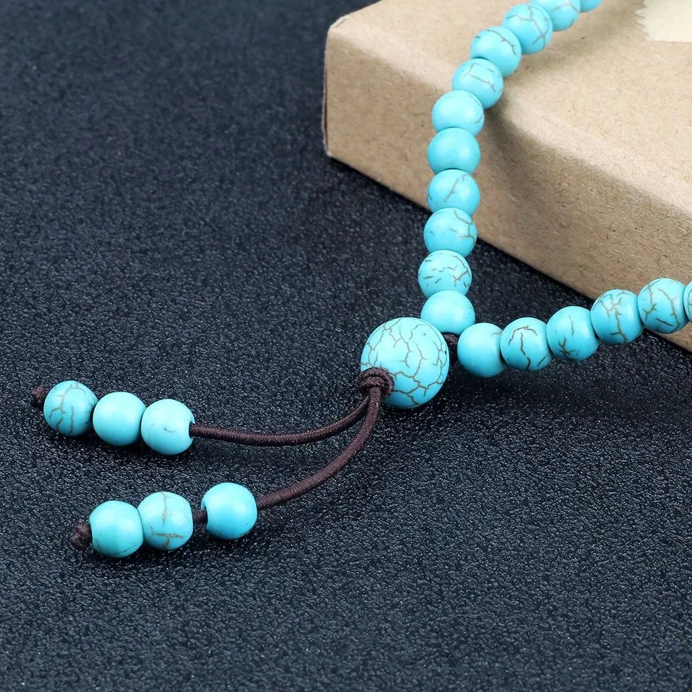 Turquoise Tranquility 108 Mala Beads Necklace