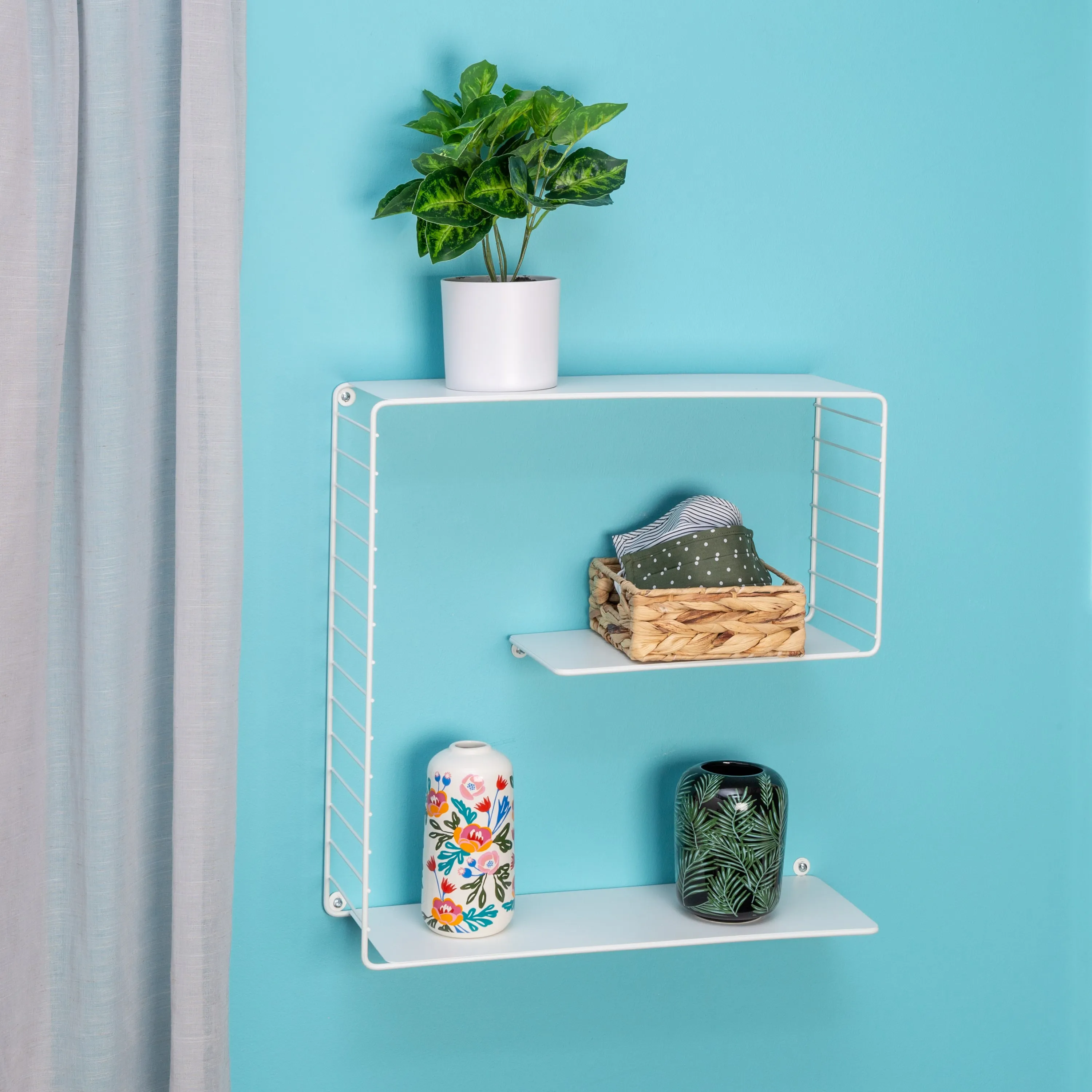 White 3-Tier Metal Square Decorative Wall Shelf