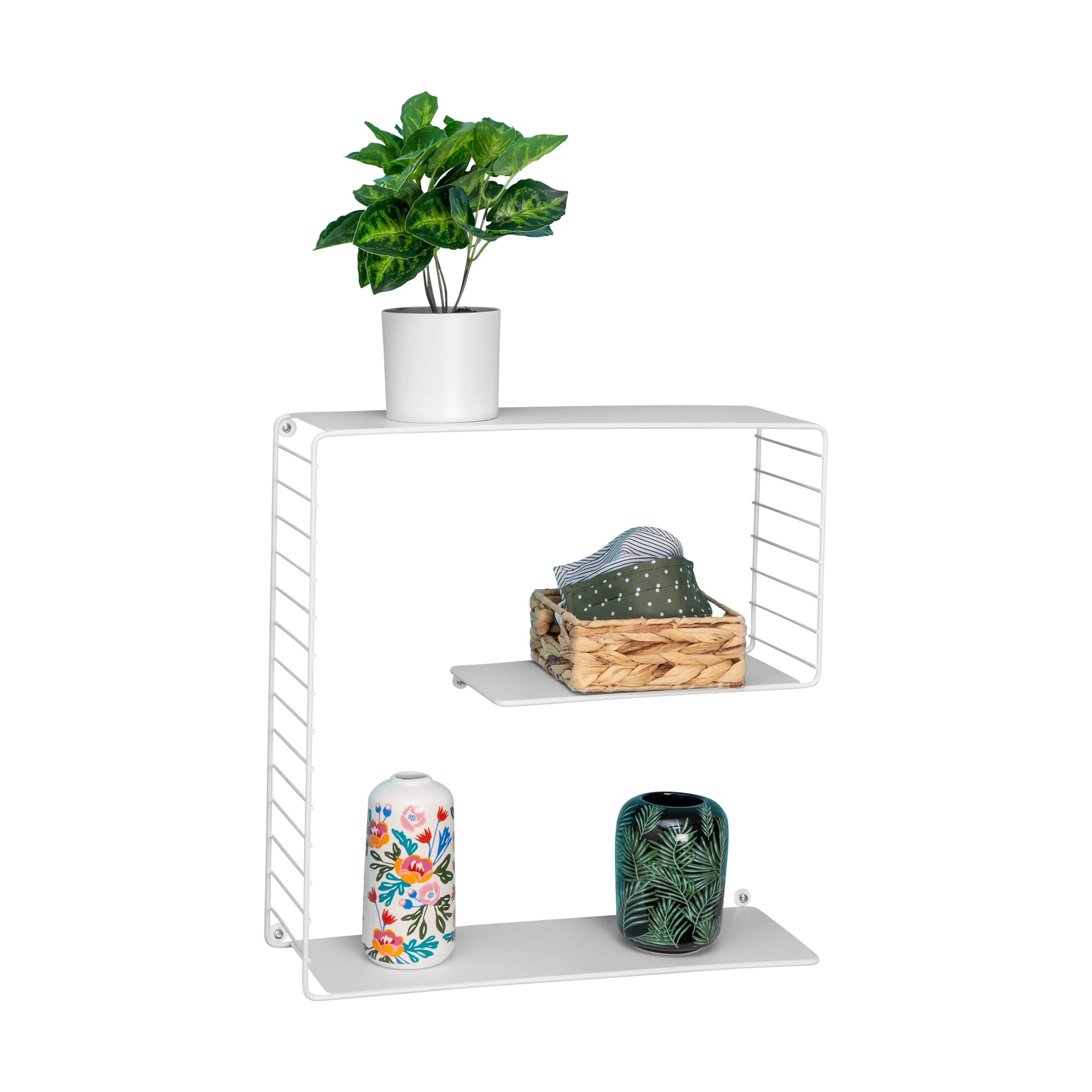 White 3-Tier Metal Square Decorative Wall Shelf